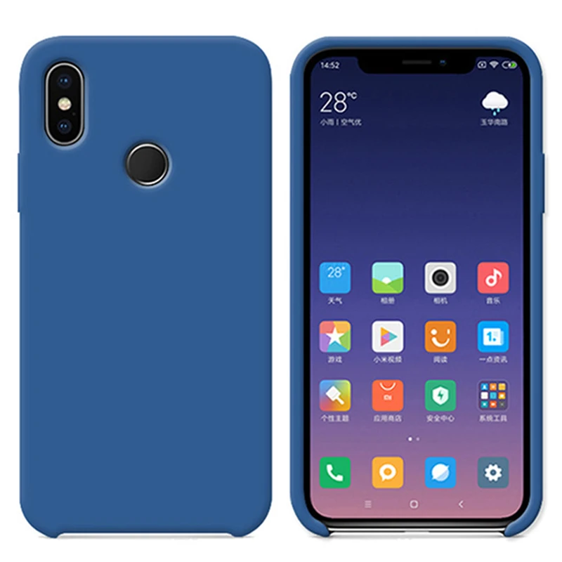 Официальный жидкий силиконовый чехол для Xiaomi 9 SE 6 8 Lite Mix 2 2s 3 Max 3 Note 3 Официальный чехол для Redmi Note 7 4X S2 5 5A Capa - Цвет: Denim blue