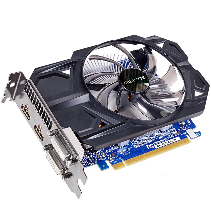 Видеокарта GIGABYTE с 2 ГБ GDDR5 128 битная видеокарта NVIDIA GeForce gtx 750 ti GPU для ПК Hdmi Dvi б/у VGA
