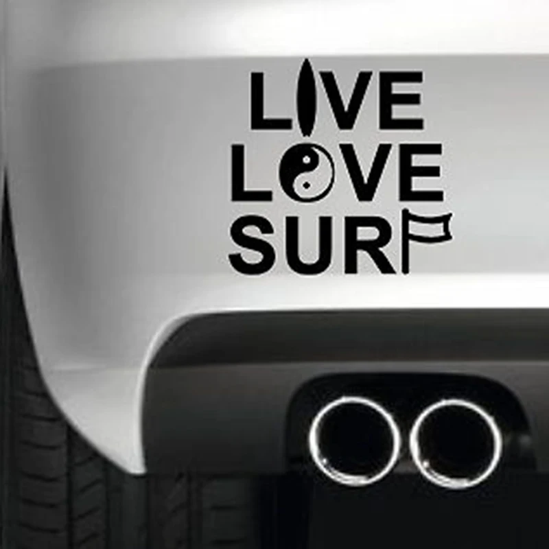 15*14 5 см Live Love Surf бампер автомобиля Стикеры забавные Drift Jdm 4x4 автомобиль татуировки