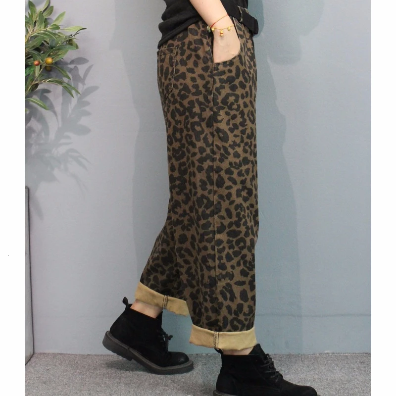 Max LuLu/Корейский модный стиль; осенние женские джинсовые брюки в стиле панк; эластичные женские шаровары с леопардовым принтом; негабаритная уличная одежда