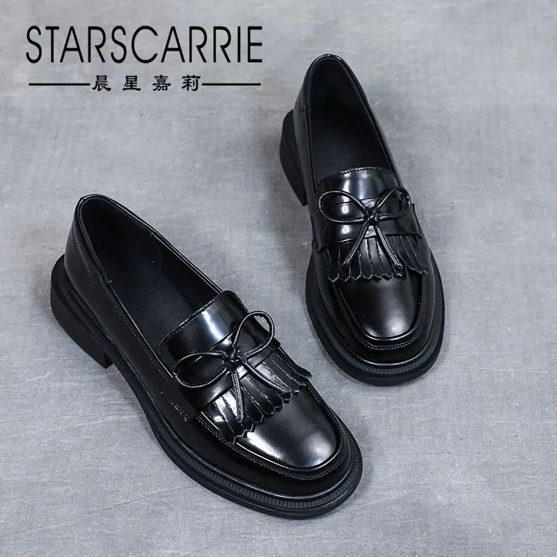 

Leather tassel college style small leather shoes women's new set foot low heel shoes in autumn 2020 pure leather sweet shoes