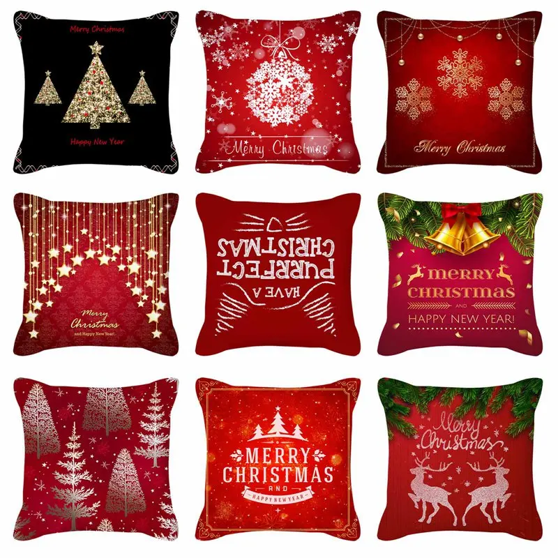 

2021 New Christmas Pillowcase Cushion Cover Throw Pillow Case Merry Christmas Gifts Sofa Home Office Living Room Decor 45x45cm