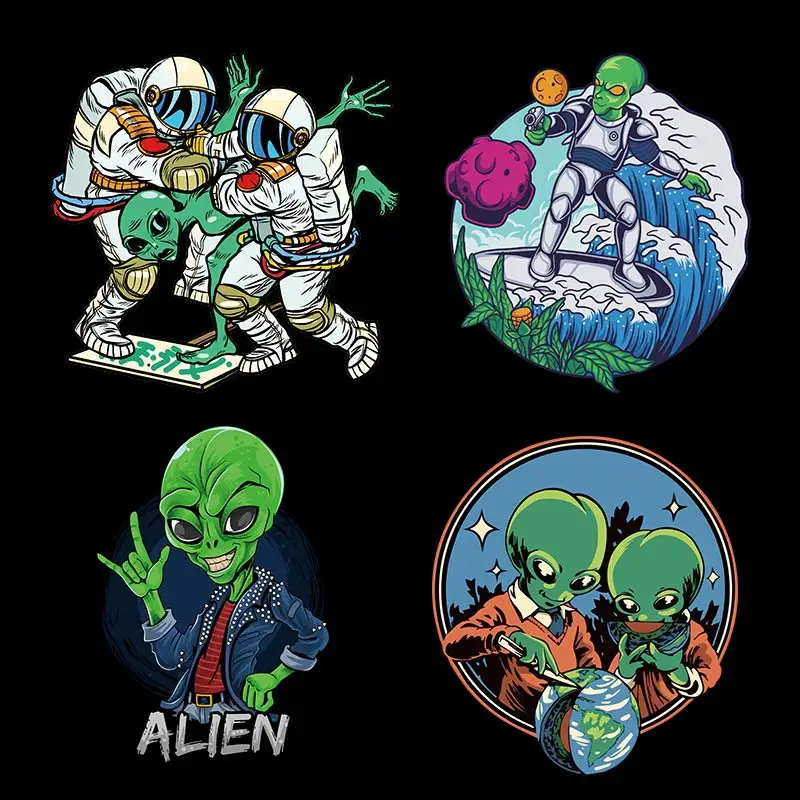 Наклейки на одежду с инопланетянином НЛО термонаклейки рисунком инопланетянина