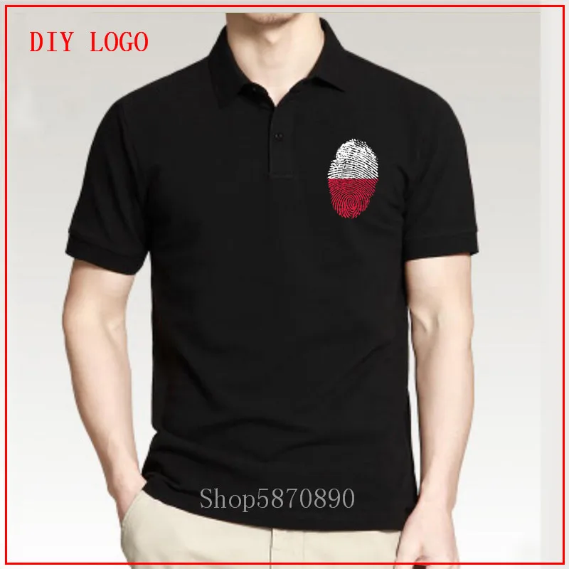 Мужская футболка-поло с принтом флага Польши и отпечатков пальцев Красная