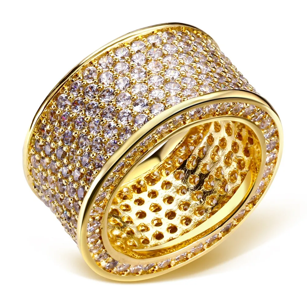 

Luxurious Jewelry Paragraph 925 Silver Gemstone Rings Finger Shining 320pcs Full Simulated Diamond Gold Ring for Women Men