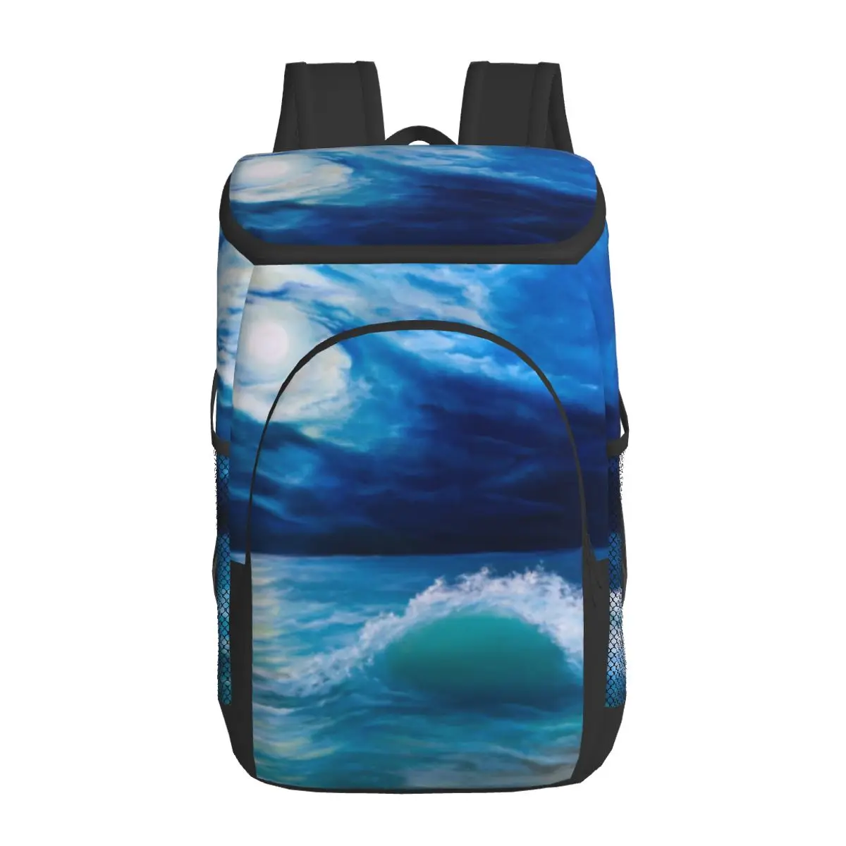 thermal backpack abstract sea blue painting waterproof cooler bag large insulated bag picnic cooler backpack refrigerator bag free global shipping