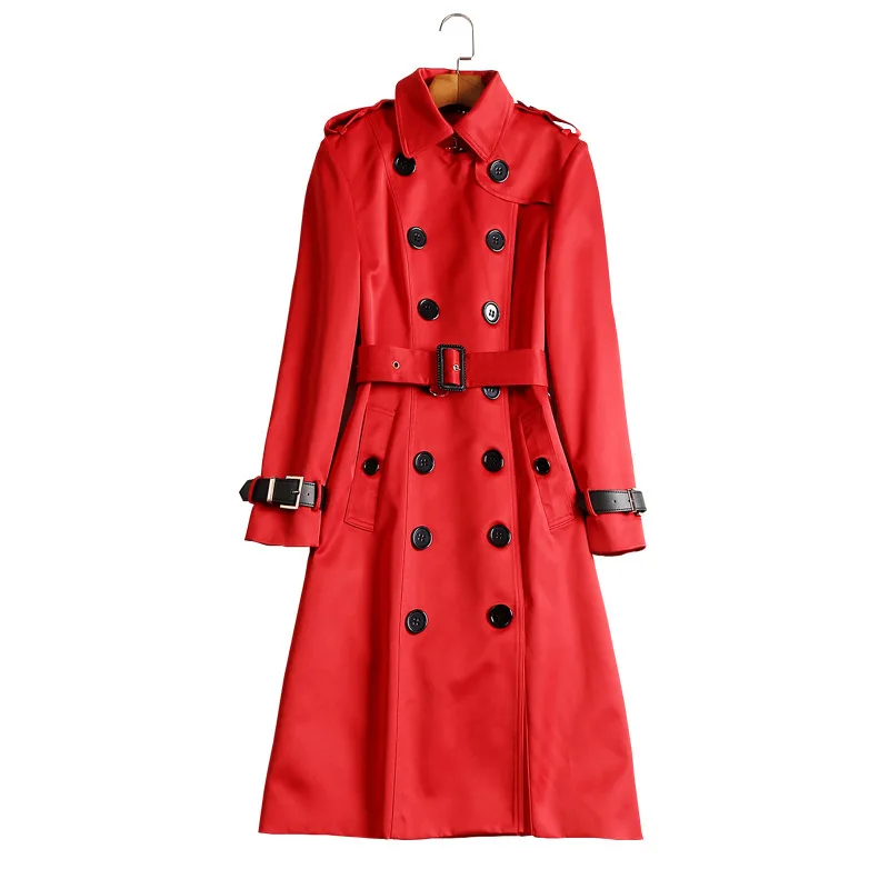 Тренчкот женский двубортный длинный Модная приталенная ветровка с длинным