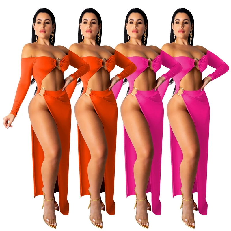 Твердые Цвет с открытыми плечами без бретелек Макси платья длинным