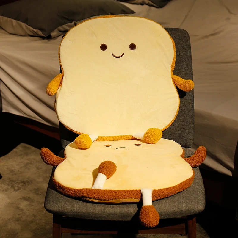 

40CM Simulation Toast Plush Mat Pillow Soft Cartoon Food Bread Stuffed Doll Sofa Chair Cushion Backrest Home Decoration Gifts