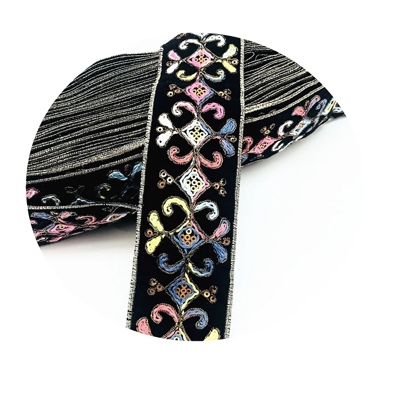 1 ярдов вышивка блестками кружевная отделка Лента винтажная для одежды сумка