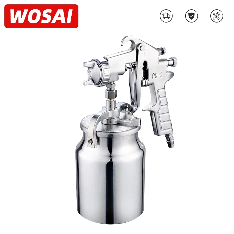 Пневматический распылитель WOSAI 1000 мл аэрограф из сплава с бункером для покраски