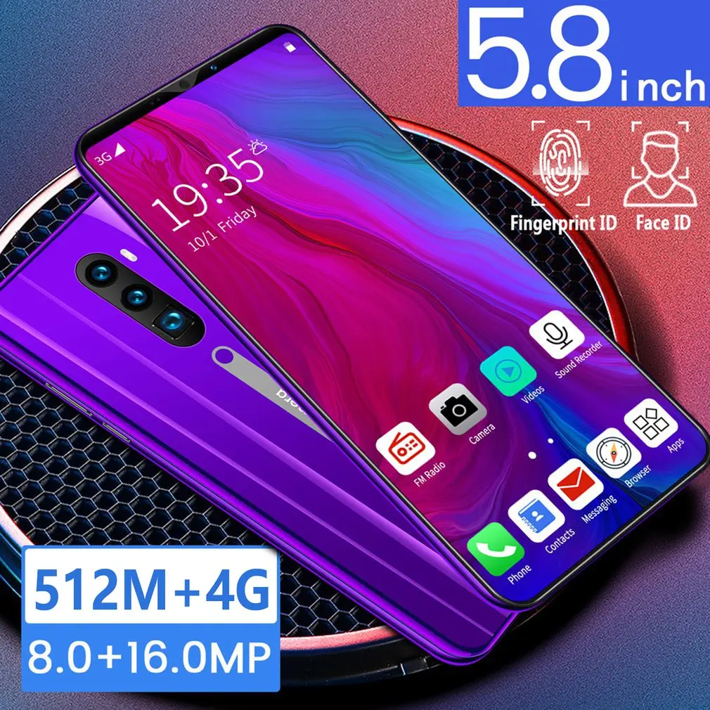 

Rino3 Pro 5.8 Inch Screen Android Phone Purple Water Drop Screen Smartphone Solid Color Mobile Phone Cool Shape Fashion