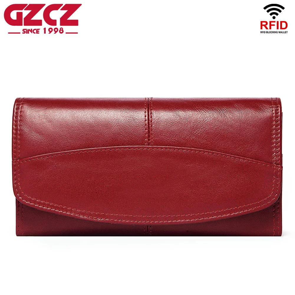 

Кошелек женский GZCZ, из воловьей кожи, длинный, 2020