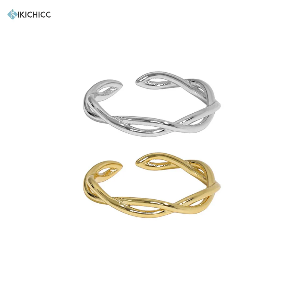 

KIKICHICC 925 пробы цвет серебристый, Золотой витая Цепочка в стиле панк Рок любимой Регулировка размера кольца Регулируемый геометрической форм...