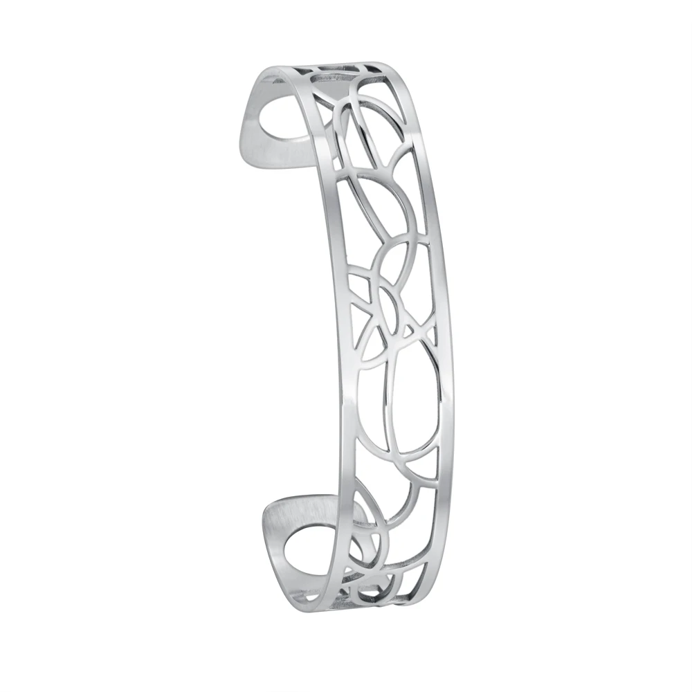 14 MM SILVER Legenstar, Цветочные браслеты и браслеты для женщин, нержавеющая сталь, жоржет, кожа, сделай сам, Bijoux Manchette Femme, браслет Pulseiras - Окраска металла: 14 MM SILVER