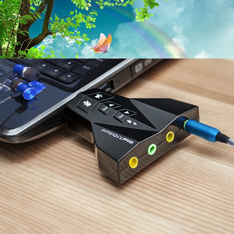 

Independent Sound Card Dual Audio USB Computer 7.1 Channel Desktop Laptop External Sound Card Headset Microphone