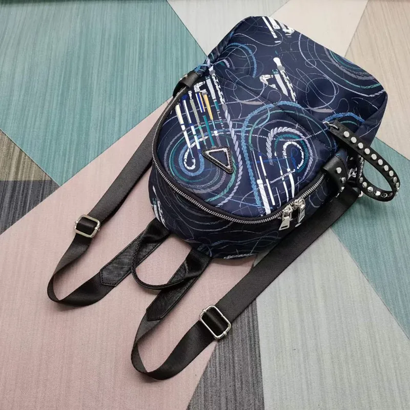 

fashion blue graffiti print Korean edition bag, fashion backpack, large capacity, light luxury bagwomen,