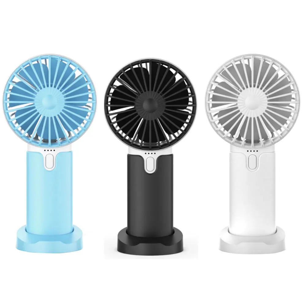 

Mini Handheld Fan Portable USB Rechargeable Battery Operated Cooling Desktop With Base 3 Speeds For Home Office Travel Outdoor