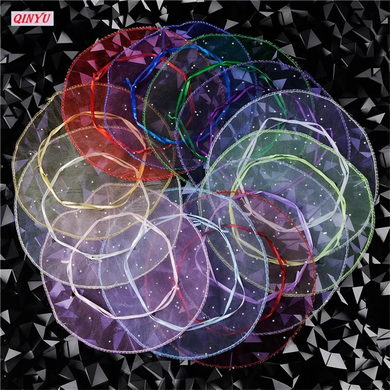 Круглые мешки из органзы на шнурке мешочки для ювелирных изделий 26 см подарочные