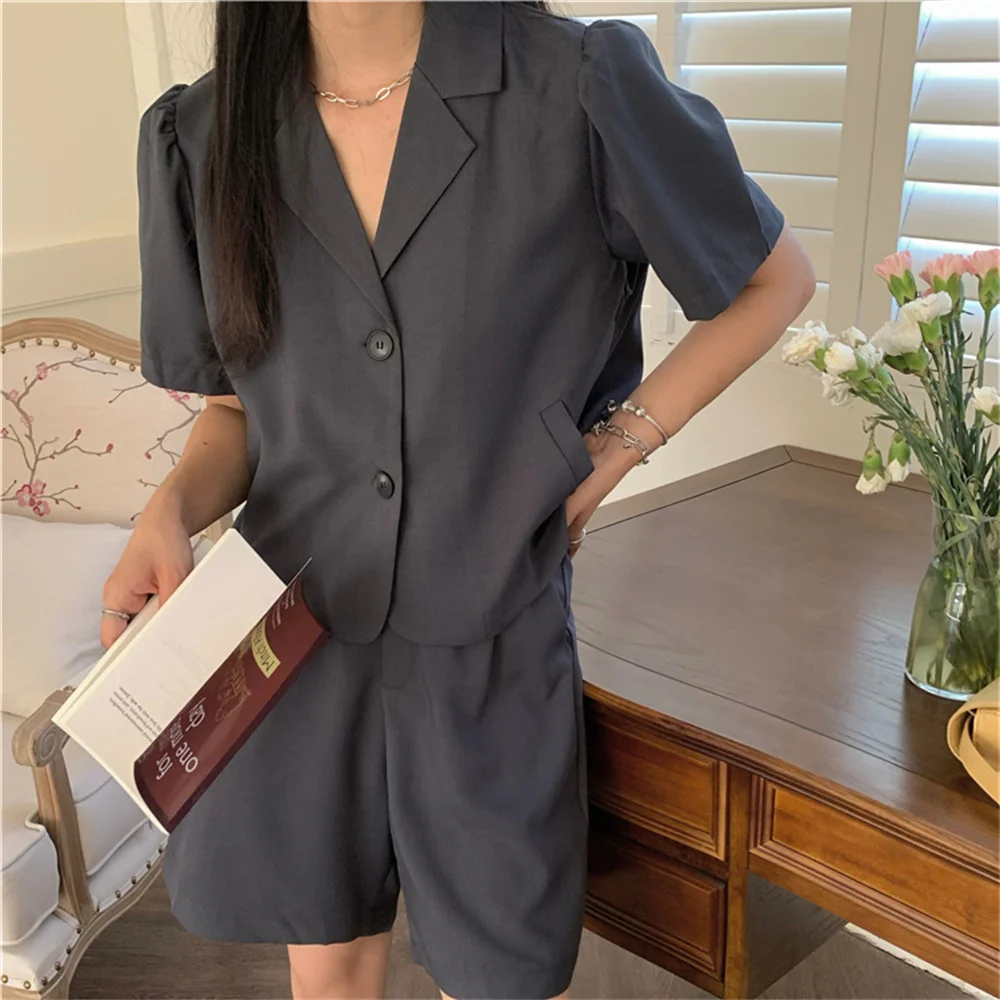 

Летние Элегантные комплекты из 2 предметов HziriP, популярные винтажные женские блейзеры, новинка 2021, прямые повседневные свободные шикарные ш...