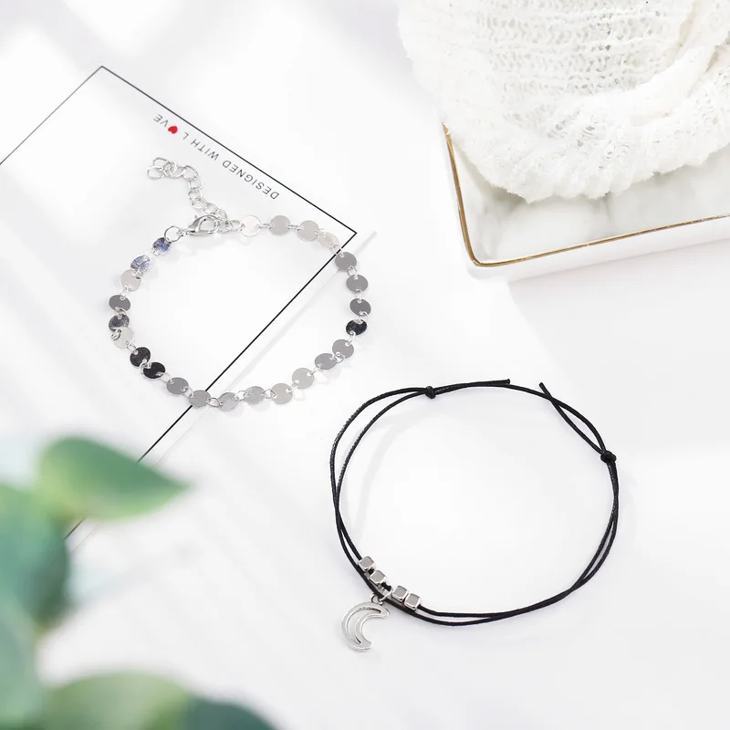 Новые украшения для ног креативные простые Многослойные браслеты из сплава с