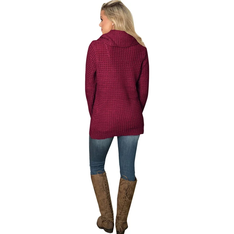 

New Women Knitted Pullovers Casual Long Sleeve Solid Sweater Women O Neck Loose Irregular Sweater Autumn Winter Women Clothing