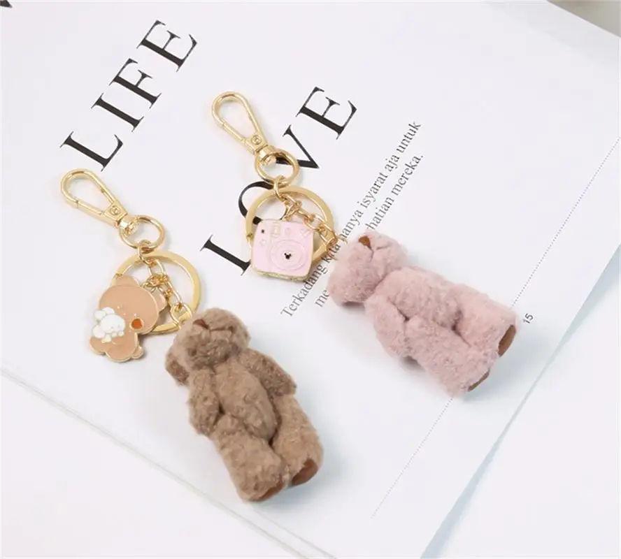 

Ins Bear Doll Keychain Cute Cartoon Beautiful Animal Key Chain Girl Bag Pendant Accessories Keyring Girl Gift