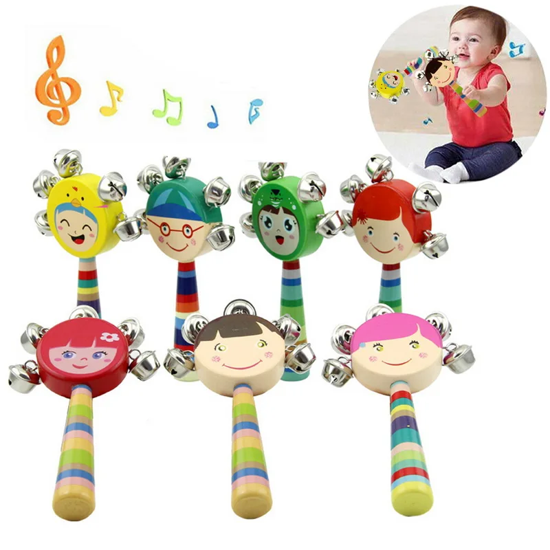 

1PC Kids Montessori Wooden Toy Rainbow Blocks Kid Learning Toy Baby Music Rattles Graphic Colorful Wooden Blocks Educational Toy