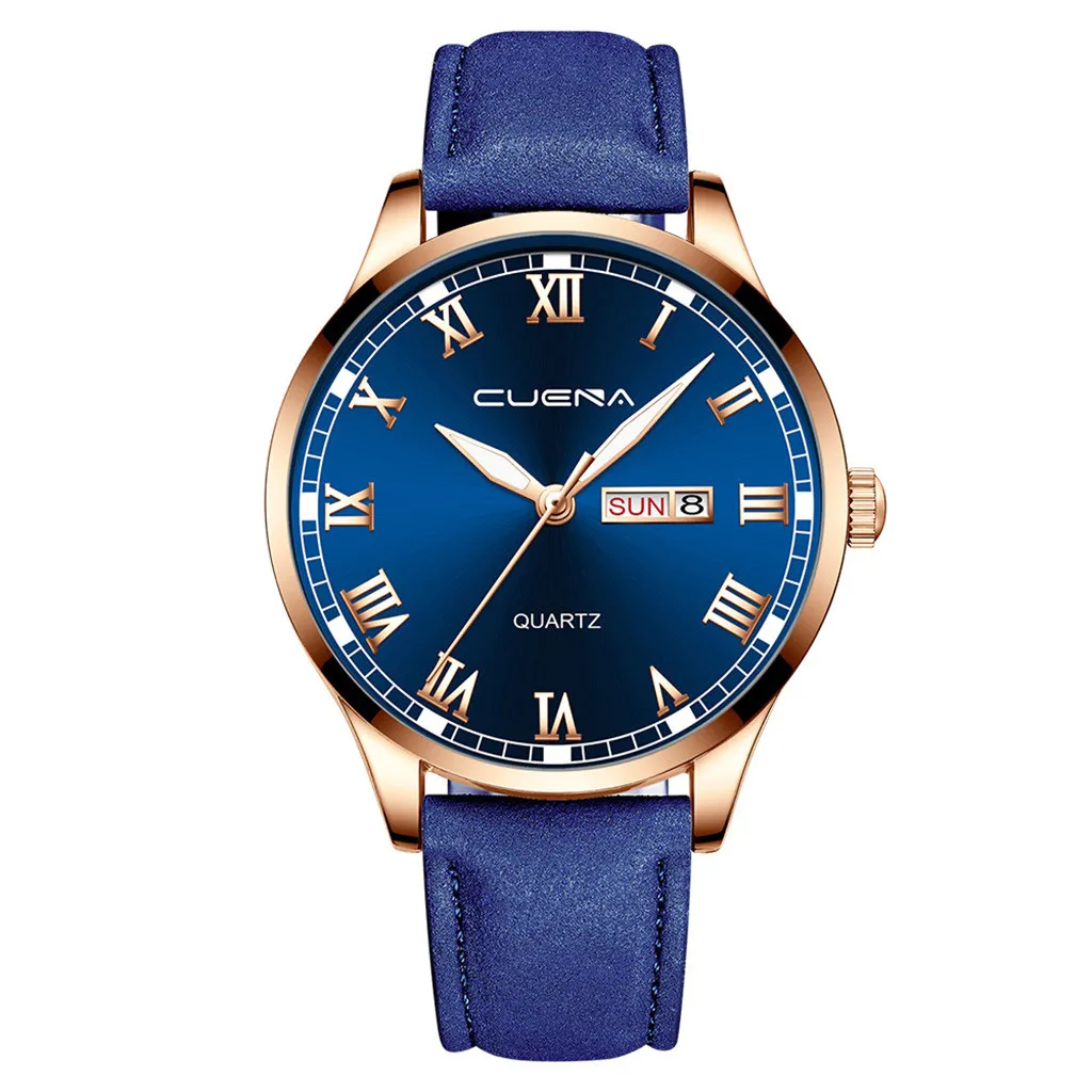 Модные креативные геометрические мужские кварцевые часы с круглым ремешком