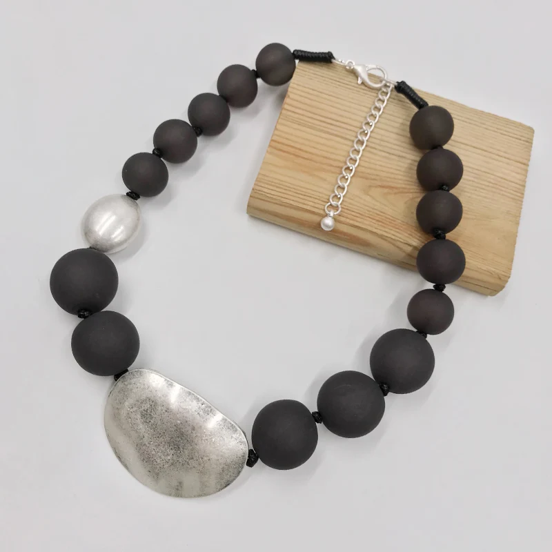 

Kara&Kale Boho Fashion Jewelry Chokers Necklaces Black Resin Stone Beads Alloy Vintage Collares Short Necklace Women Accessories