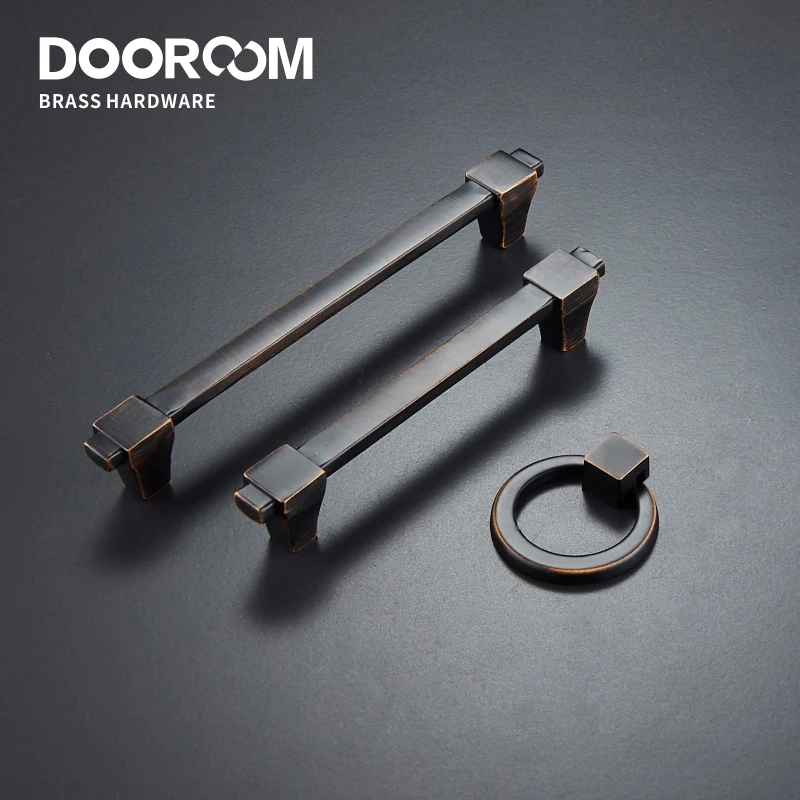 Латунные ручки Dooroom современные из черной бронзы в сельском стиле для шкафа