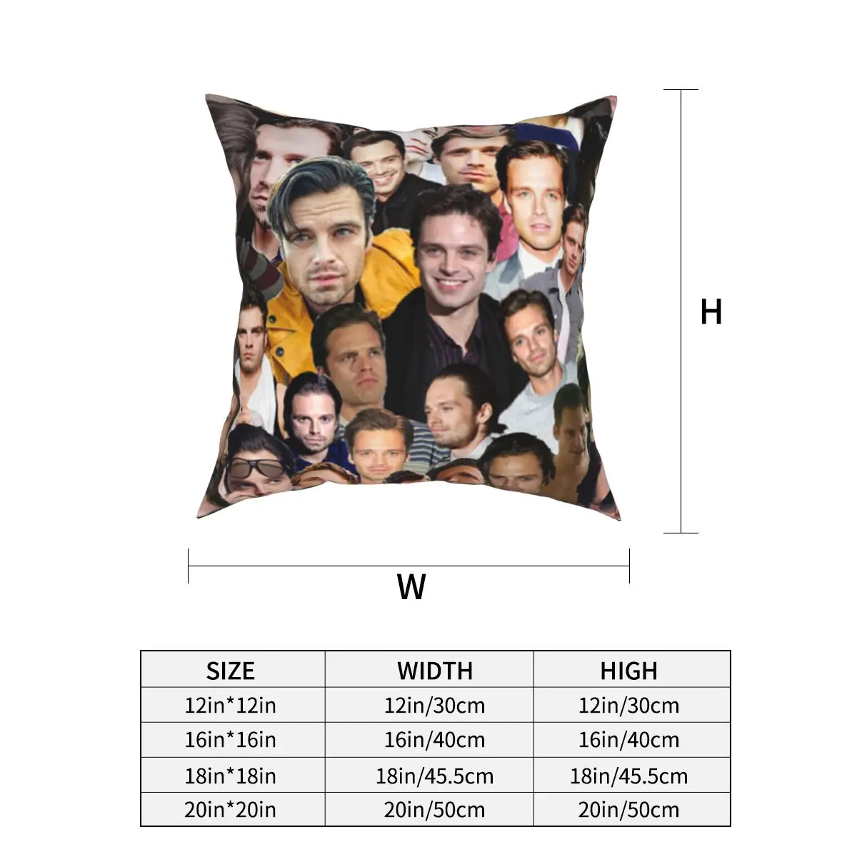 

Sebastian Stan Collage Photo Pillowcase Printing Polyester Cushion Cover Gift Throw Pillow Case Cover Car Zipper 40X40cm