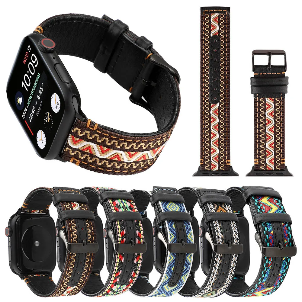 Кожаный ремешок для Apple Watch Band Series 5 4 3 2 1 Модный стильный браслет iWatch 40 мм 44 38 42