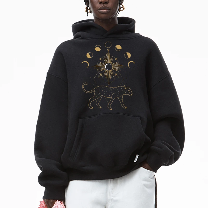 

Женская винтажная толстовка с капюшоном, с леопардовым принтом солнечного затмения