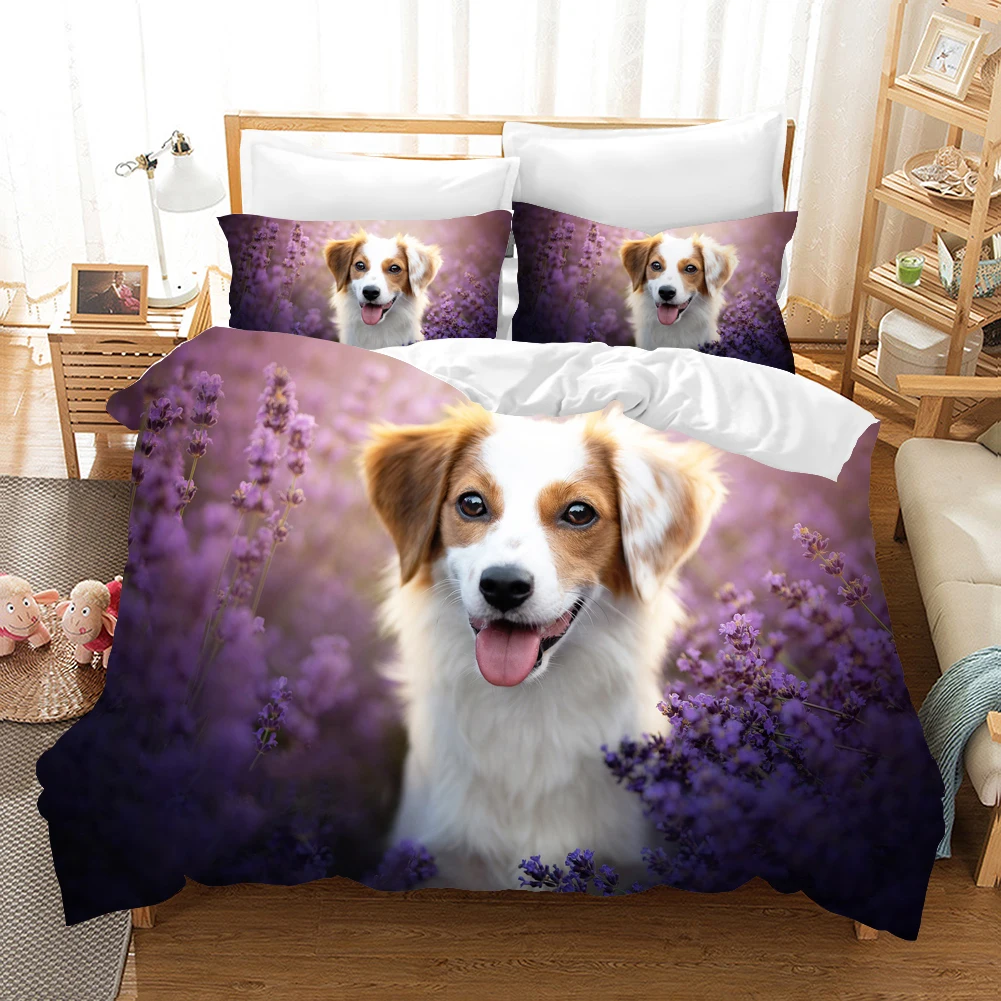 

Lovely Dog Bedding Set In The Flowing Shrubs Duvet Cover Sets Comforter Bed Linen Twin Queen King Single Size Dropshipping Gift