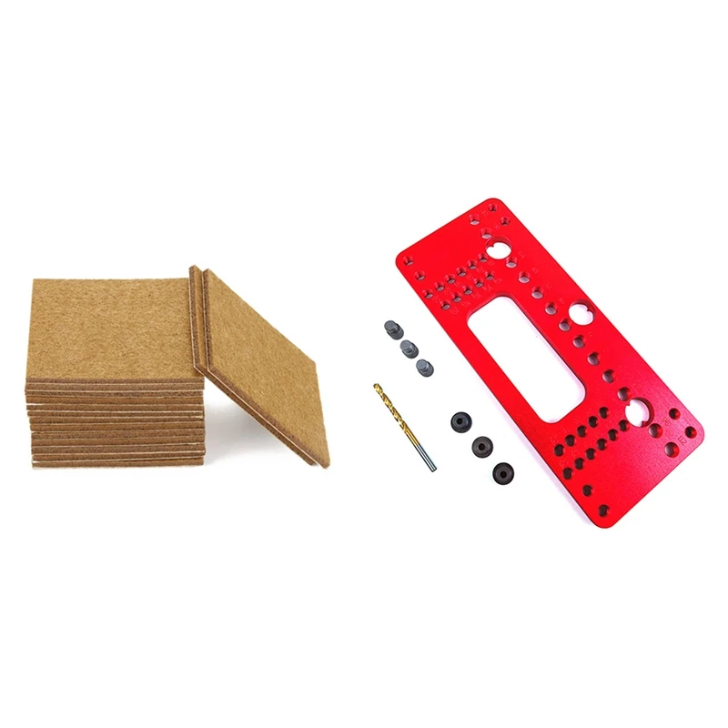 

20Pcs Furniture Pads Felt Sheets Self Adhesive 7Cmx7cm & 1Set Handle Pitch Punch Locator Woodworking Pocket Jig Set