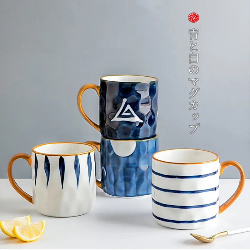 

Japanese-style Ceramic Coffee Cup Underglaze Craft Drinkware with Lead-free Material Home Office Milk Mug Couple Cup Best Gift