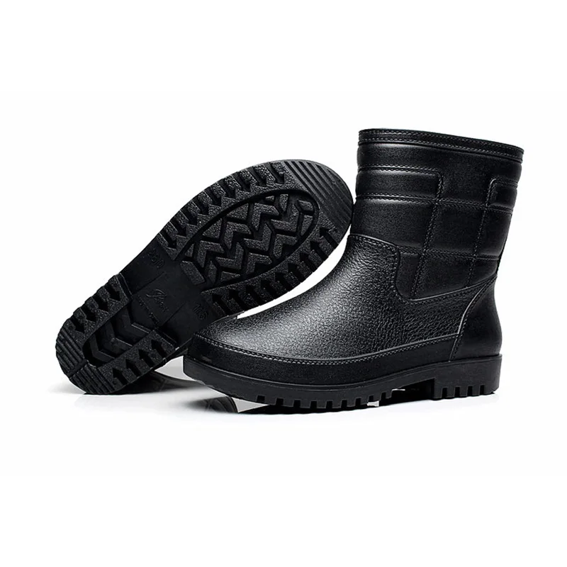 Сапоги Aleafalling мужские на платформе ПВХ водонепроницаемые однотонные круглый