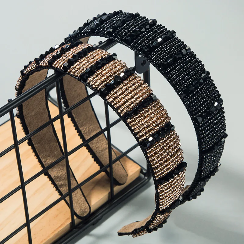 

Handmade Rhinestone Beaded Headbands For Women Fashion Wide Fabric Crystal Hairbands Hair Hoop Female Hair Accessories