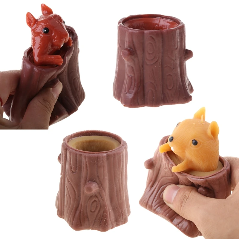 

Squeeze Squirrel Cup Children Toy Evil Decompression Tree Stumps Silicone Fidget Toys Miniature Telescopic Pen Holder H9EF