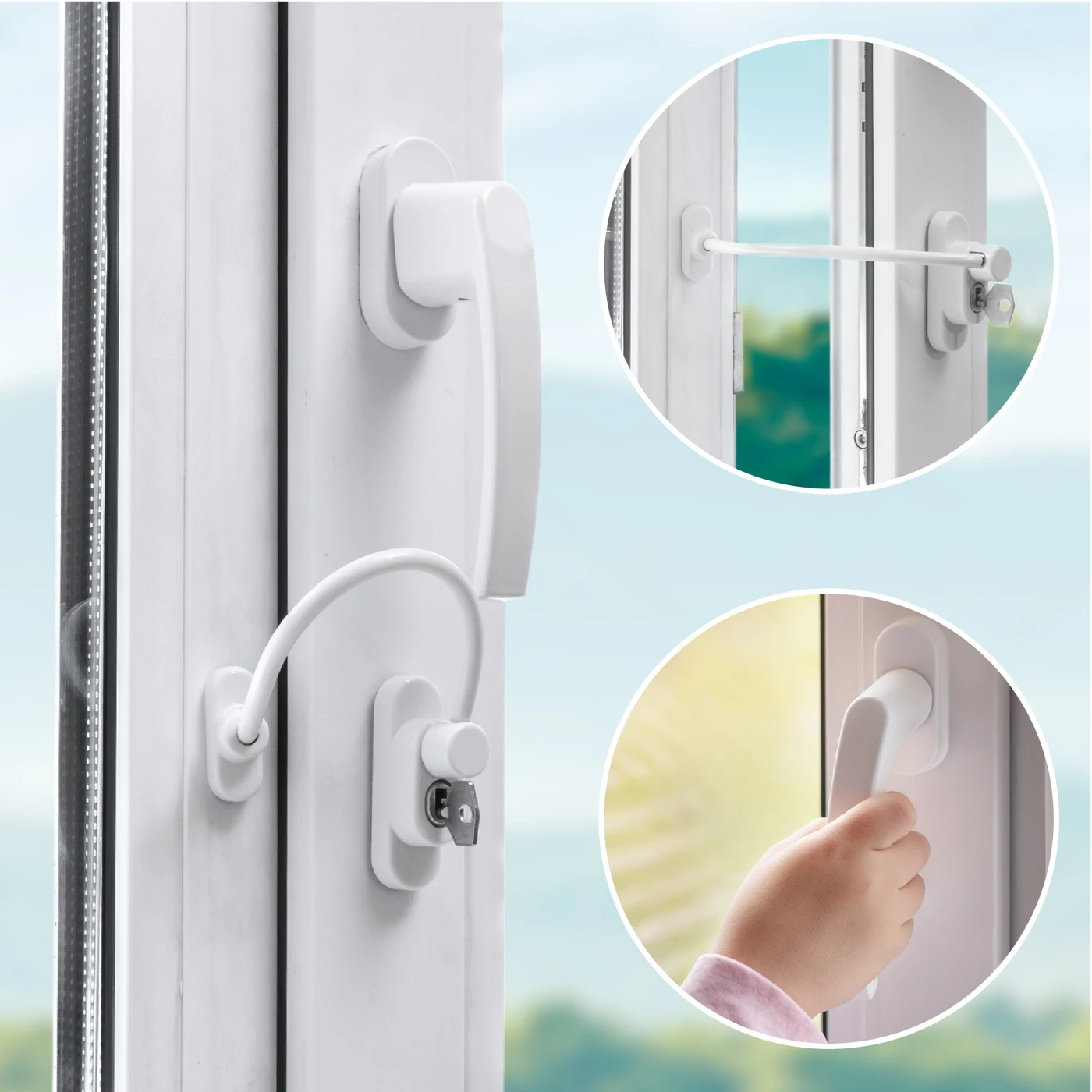 Childproof window locks stopper protection lock with a cable childproof latch | Защитные решетки