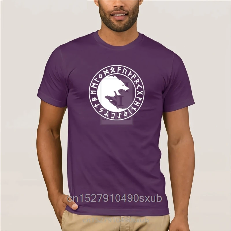 Футболка мужская с принтом Фенрир ин Янь в норвежский один викингов хлопковая