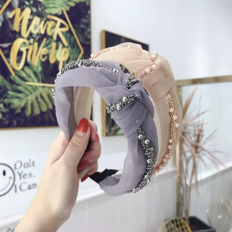 Новинка 2019 женская шелковая повязка на голову одноцветная с перекрестным узлом