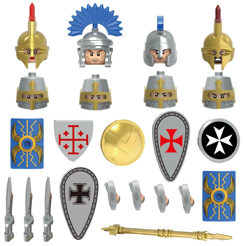 

X0316/Knights of Spartan soldiers in middle Rome assemble building blocks for children, toy for helmet, armor and weapons