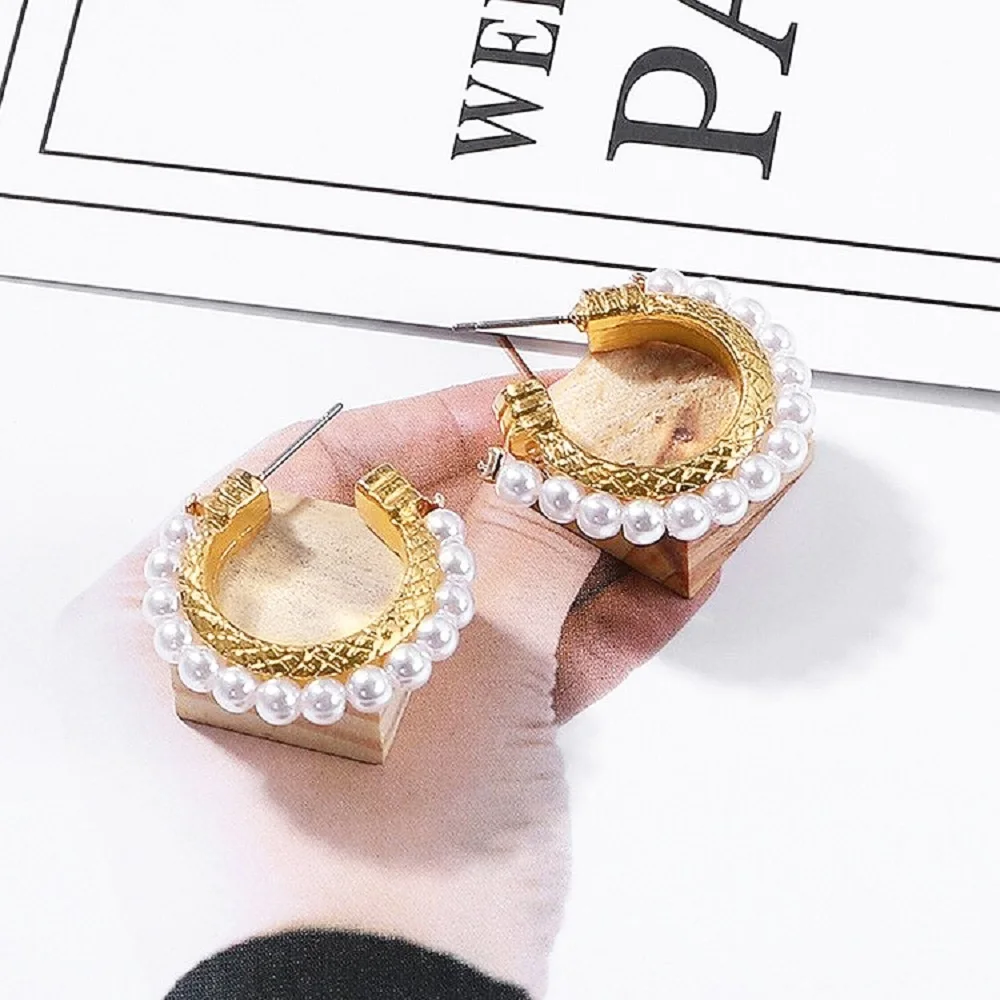 Модный корейский имитация обруч для волос с жемчужинами серьги металлические