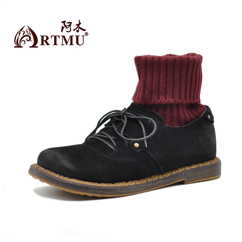 Artmu/оригинальные вязаные Ботинки martin; эластичные тонкие женские сапоги на мягкой подошве; ботильоны ручной работы из натуральной кожи в стиле ретро; Новинка 1298-5