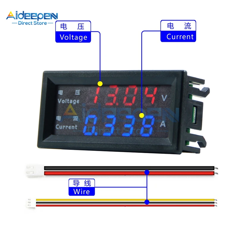 M4430 DC 0-100 в 0-200 10A 0 28 дюйма светодиодный цифровой вольтметр Амперметр 4 Бит 5