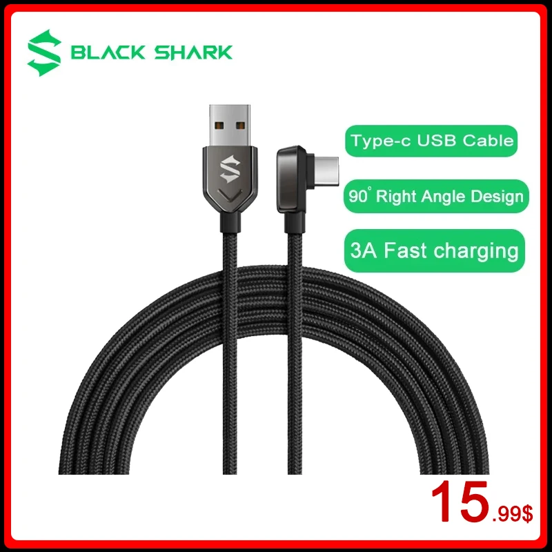 

Зарядное устройство Black Shark 27 Вт и USB-кабель для передачи данных длиной 1,8 м, кабель Type-c 3A для быстрой зарядки с прямым углом для black shark 3s Type-C