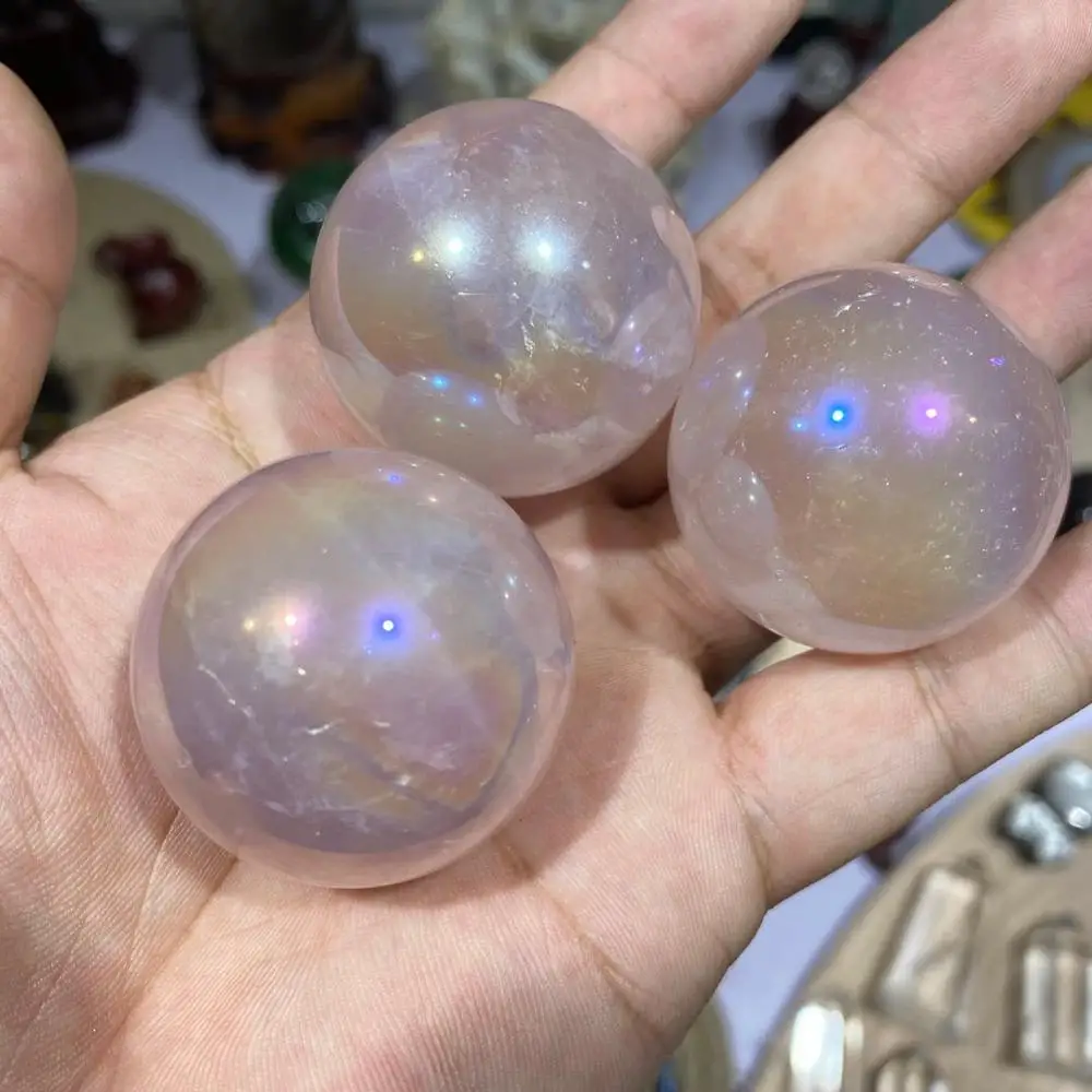 

Шар из розового кварца angel aura, натуральные камни и минералы, сфера, украшение для дома, фэн-шуй