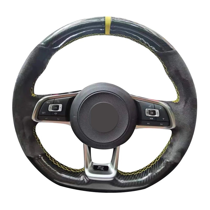 Car Steering Wheel Cover Carbon Fiber Leather For Volkswagen VW Golf R MK7 Golf 7 GTI VW Polo GTI Scirocco 2015 2016 Accessories
